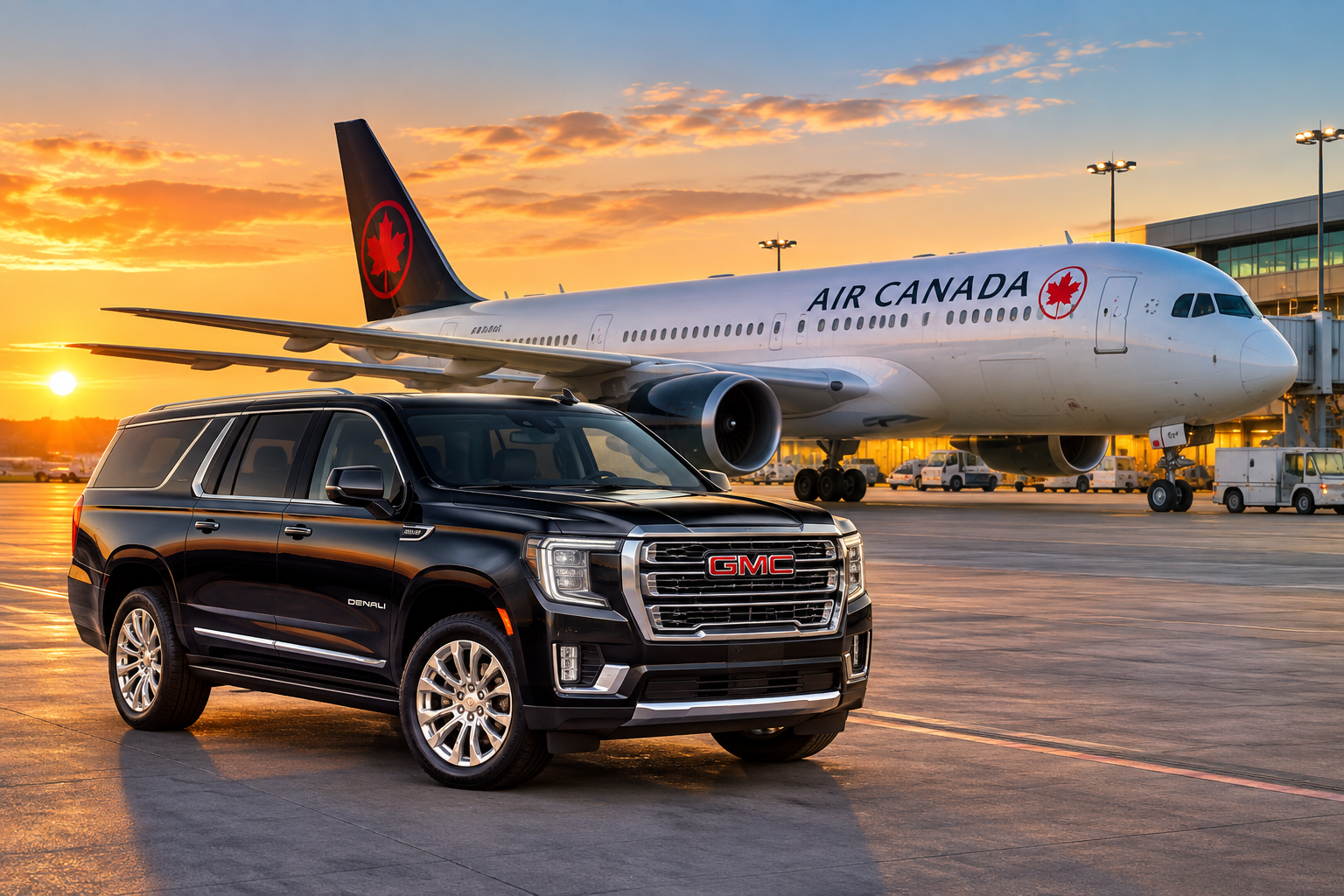 GMC Yukon airport limousine service at an airport in Collingwood, Ontario